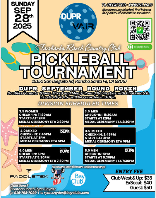 September Pickleball Tournament